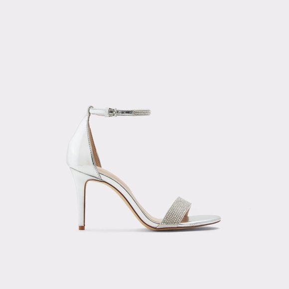 ALDO "Alodien" Silver Heels with Rhinestone Detail - Picture 3 of 4